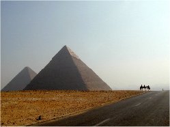 Great Pyramid of Giza and Mt Sinai, Egypt; Mt of Olives, Jerusalem