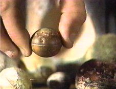 Over 200 metallic spheres have been found in South Africa and are estimated to be 4,500 million years old. There are two types of spheres: "one of solid bluish metal with white flecks, and another which is a hollow ball filled with a white spongy centre" (Jimison, 1982). 